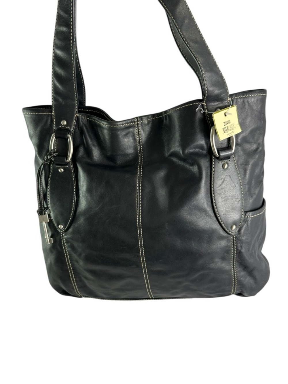 Vintage FOSSIL Aviator Black Genuine Leather Tote Bag